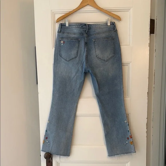 DRIFTWOOD Blue Flare & Wide Leg Jeans with Bohemian Embroidery - Picture 3 of 7